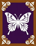 White Butterfly Brown Corner Purple Rug