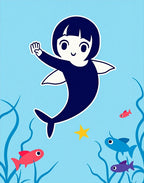 Underwater Mermaid With Whimsical Fish Rug