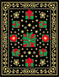 Red Green Gift Boxes Snowflakes Border Rug