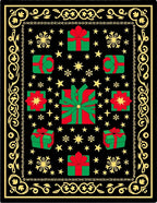 Red Green Gift Boxes Snowflakes Border Rug
