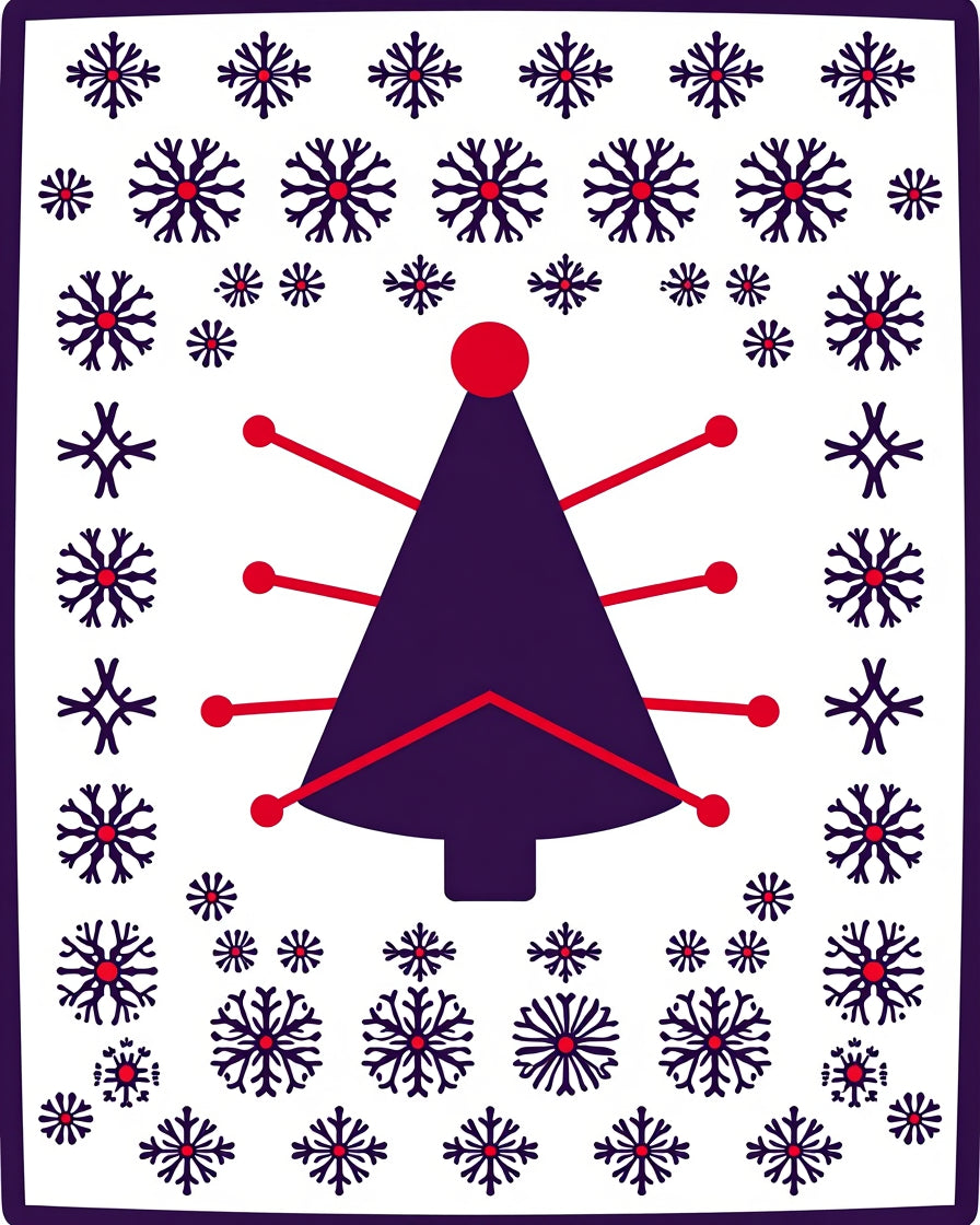 Crimson Snowflake Christmas Tree Rug