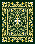 Emerald Gold Floral Scroll Medallion Rug
