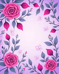 Pink Rose Floral Branches Butterflies Rug