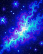 Vibrant Nebula Swirl Starry Night Rug