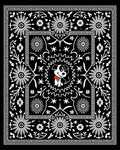 Whimsical Black White Dog Floral Medallion Rug