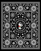 Whimsical Black White Dog Floral Medallion Rug