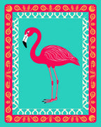 Vibrant Pink Flamingo Tropical Border Rug