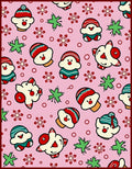 Pink Festive Christmas Characters Snowflakes Rug