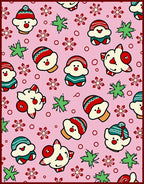 Pink Festive Christmas Characters Snowflakes Rug