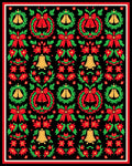 Traditional Red Green Gold Christmas Wreath Rug