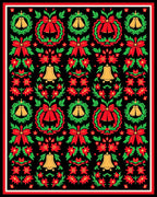 Traditional Red Green Gold Christmas Wreath Rug