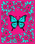 Bright Pink Butterfly Floral Swirl Rug