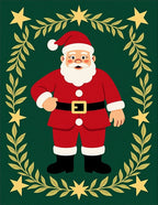 Festive Santa Star Wreath Red Green Rug