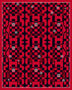 Bold Red Checkerboard Star Burst Rug