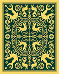 Emerald Yellow Folk Art Medallion Rug