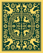Emerald Yellow Folk Art Medallion Rug