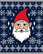 Festive Blue Snow Flake Gnome Rug
