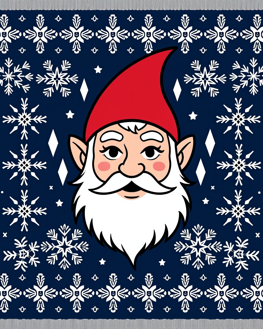 Festive Blue Snow Flake Gnome Rug