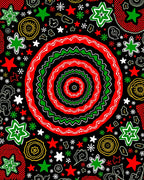 Bold Red Green Starburst Medallion Rug
