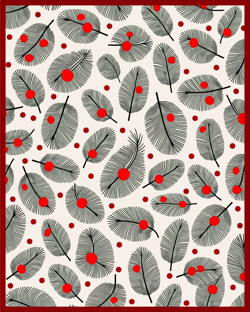 Festive Red Berry Pine Needle Rug