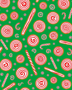 Festive Green Red Swirl Candy Cane Rug