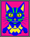 Vibrant Electric Blue Cat Face Rug