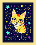 Whimsical Yellow Cat Starry Night Rug
