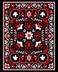 Bold Red White Animal Medallion Rug