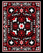 Bold Red White Animal Medallion Rug
