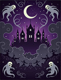 Spooky Purple Moonlit Castle Ghosts Rug