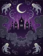 Spooky Purple Moonlit Castle Ghosts Rug
