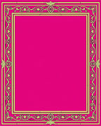 Vibrant Magenta Golden Floral Border Rug