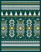Festive Forest Green Holiday Trees Rug