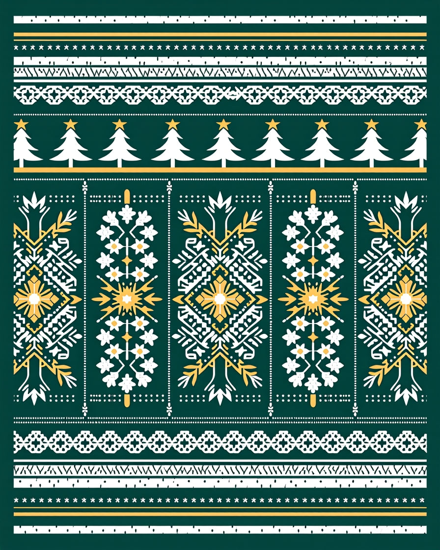 Festive Forest Green Holiday Trees Rug