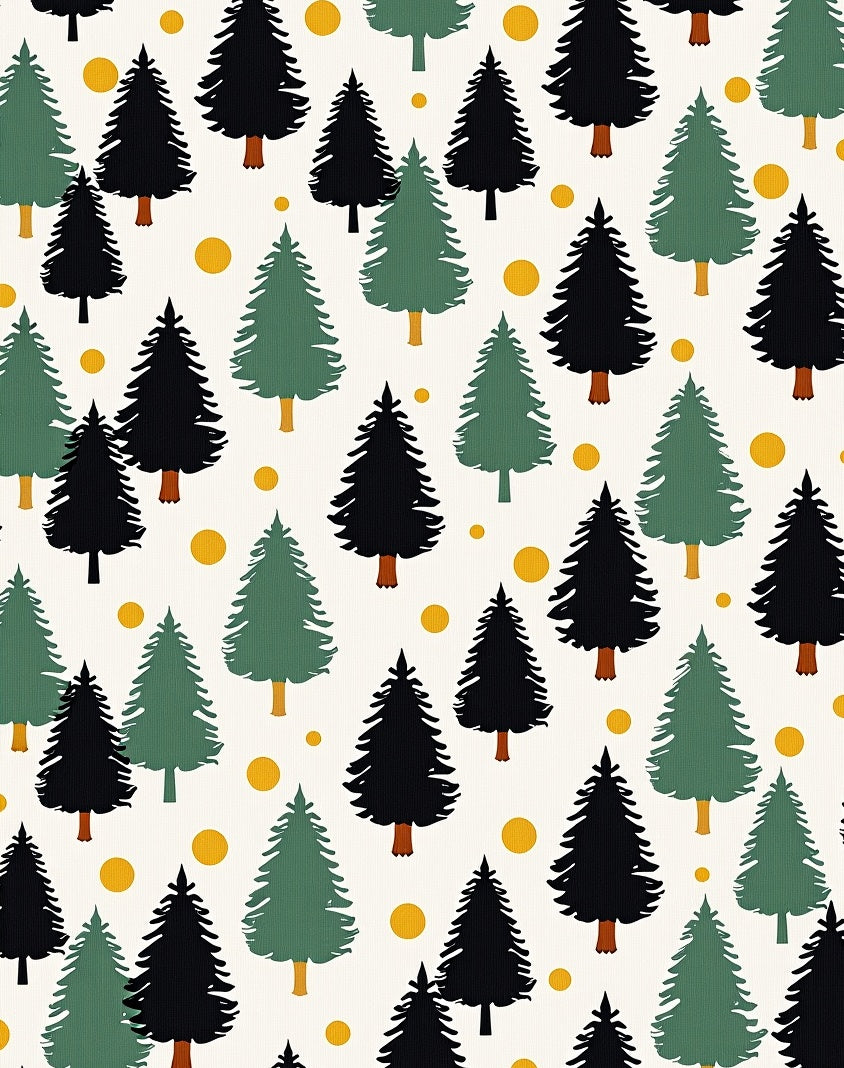 Woodland Forest Trees Yellow Dots Rug
