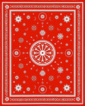 Bright Red Folk Art Medallion Rug