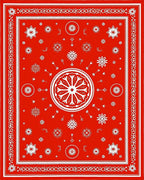 Bright Red Folk Art Medallion Rug