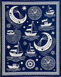 Navy Ivory Nautical Sailing Crescent Moon Rug