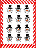 Whimsical Snowman Family Red Stripe Border Rug
