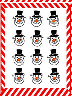 Whimsical Snowman Family Red Stripe Border Rug