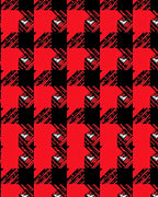 Red and Black Jagged Plaid Rug