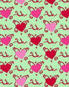 Pink Red Heart Swirls Mint Rug