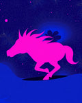Vibrant Pink Horse Blue Starry Night Rug