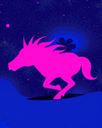 Vibrant Pink Horse Blue Starry Night Rug