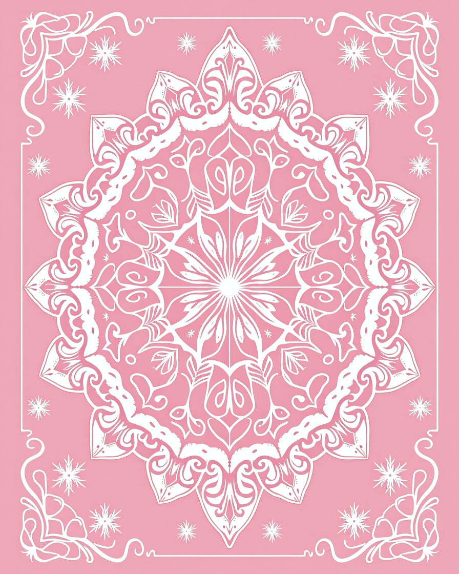 Sweet Pink Mandala Starburst Rug