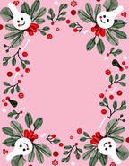 Whimsical Pink Christmas Character Garland Rug