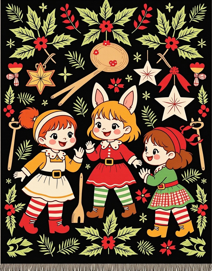 Cute Characters with Holly Garland Rug
