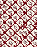 Crimson Lattice Folk Art Rug