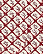 Crimson Lattice Folk Art Rug