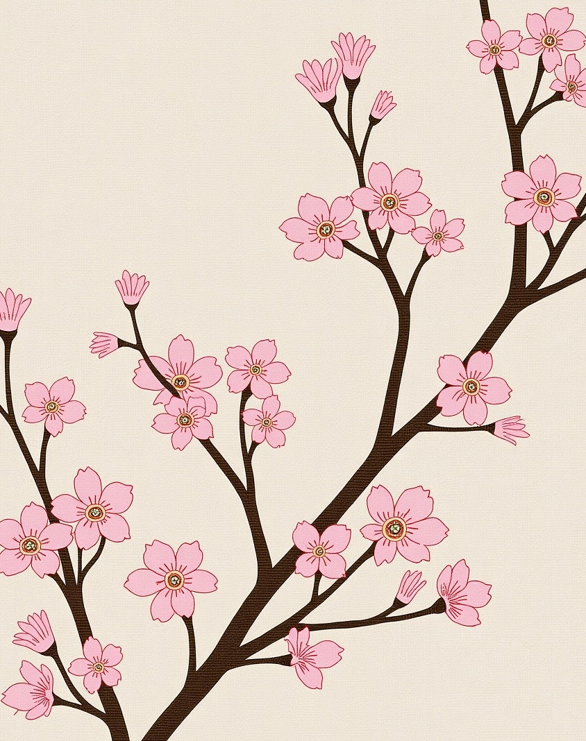 Blossom Pink Cherry Branch Ivory Rug